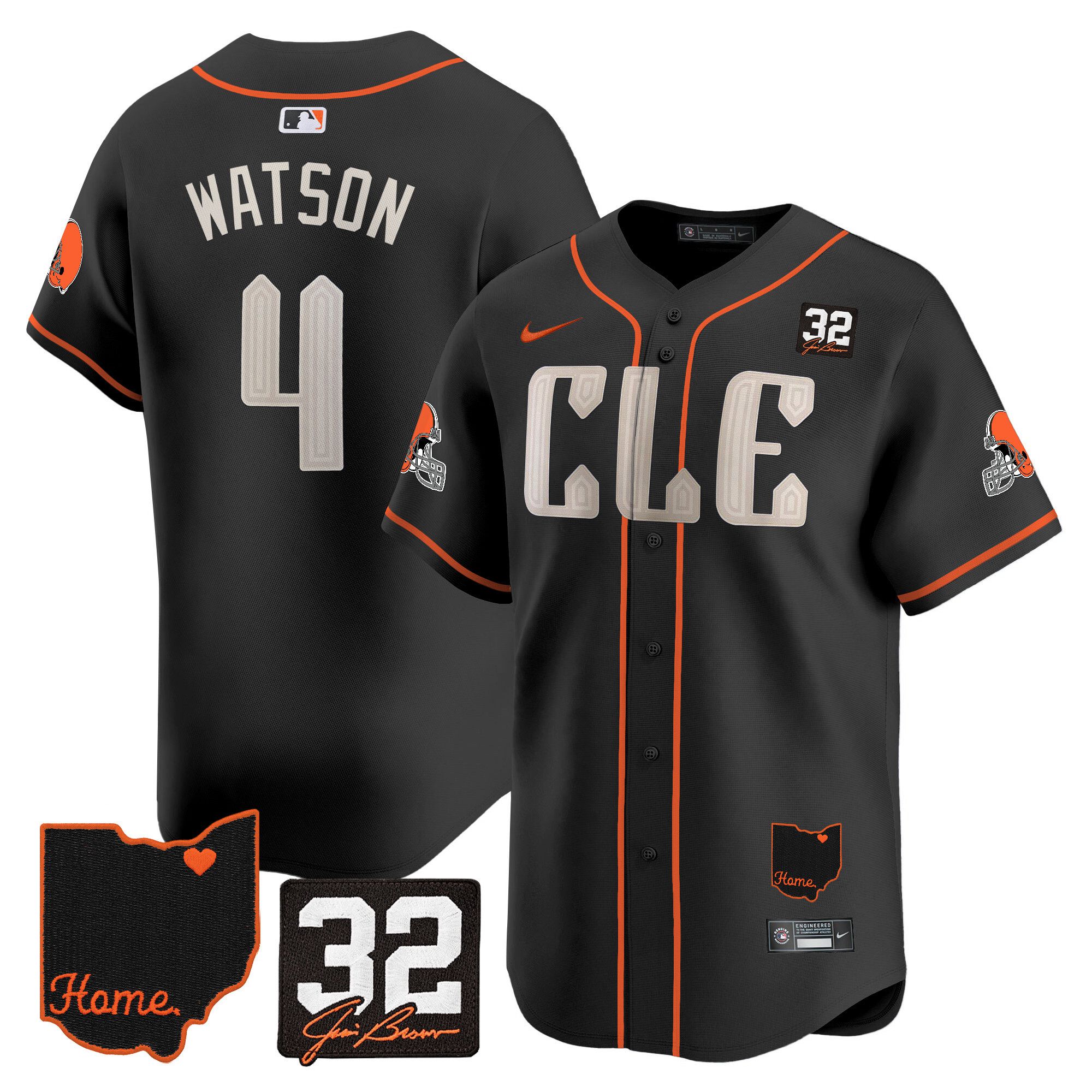 Men Cleveland Browns #4 Watson Black Home Patch Vapor Premier Limited 2024 Nike NFL Jersey